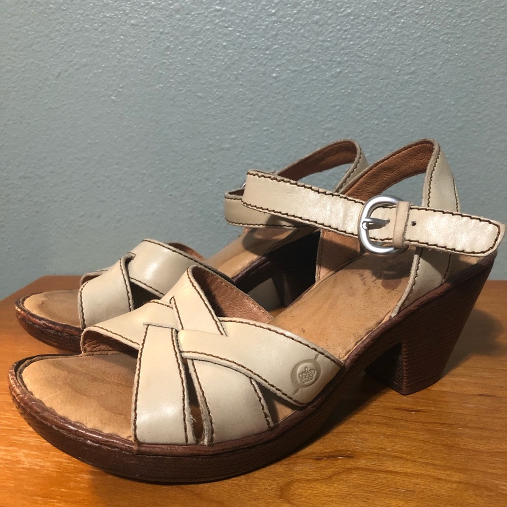 Born Cream and Brown Women Sandals